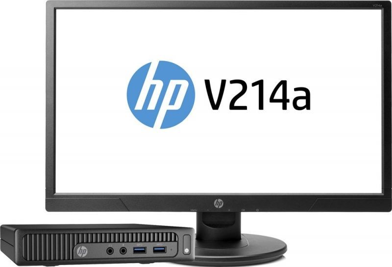 Комплект HP 260 G2 Mini Cel 3855U (1.6)/4Gb/SSD128Gb/HDG510/Windows 10 Single Language 64/GbitEth/WiFi/BT/65W/клавиатура/мышь/черный/монитор в комплекте 20.7" V214a 1920x1080