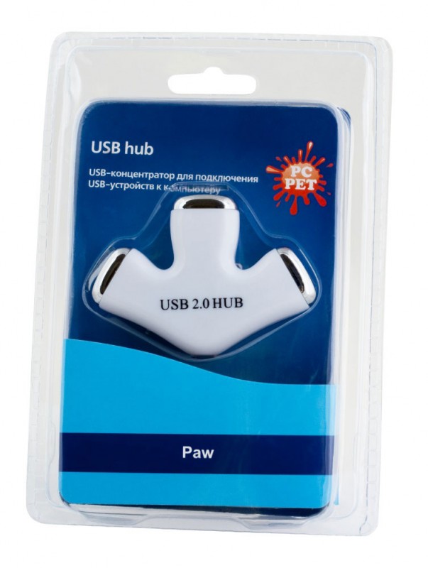 Разветвитель USB 2.0 PC Pet Paw 3порт. белый