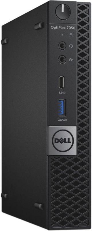ПК Dell Optiplex 7050 Micro i7 7700T (2.9)/8Gb/500Gb 7.2k/HDG630/Linux Ubuntu/GbitEth/WiFi/BT/65W/клавиатура/мышь/черный
